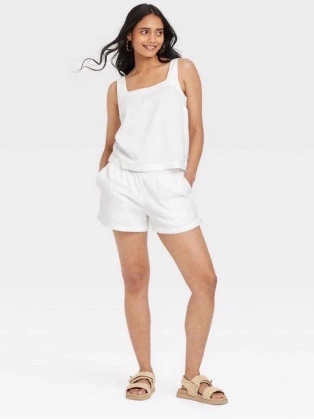 Women's White Linen short  only